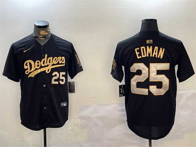 Men%27s Los Angeles Dodgers #25 Tommy Edman Black Gold Limited Stitched Jersey->los angeles dodgers->MLB Jersey